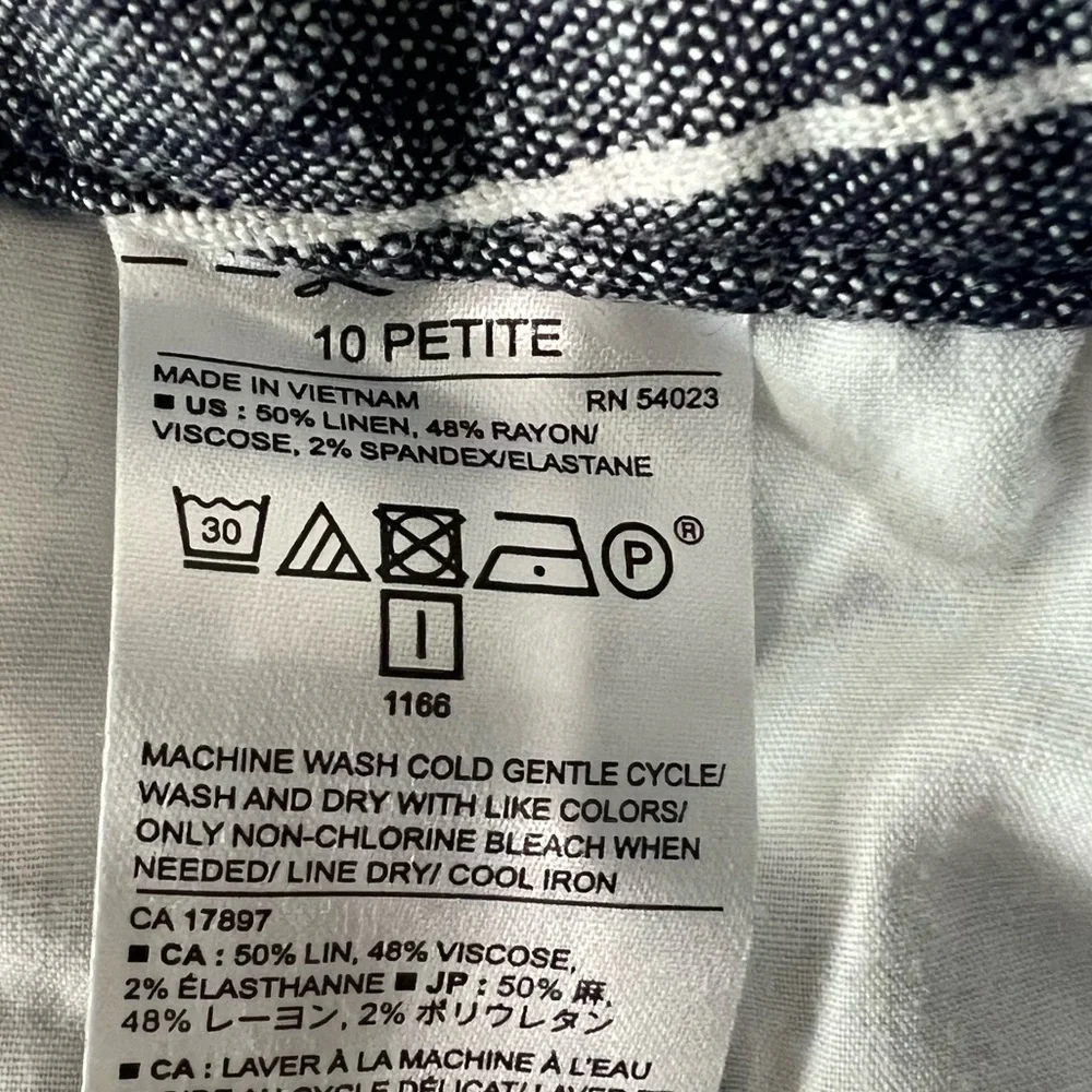 Banana Republic Avery Blue White Linen Blend Ankle Crop Pants